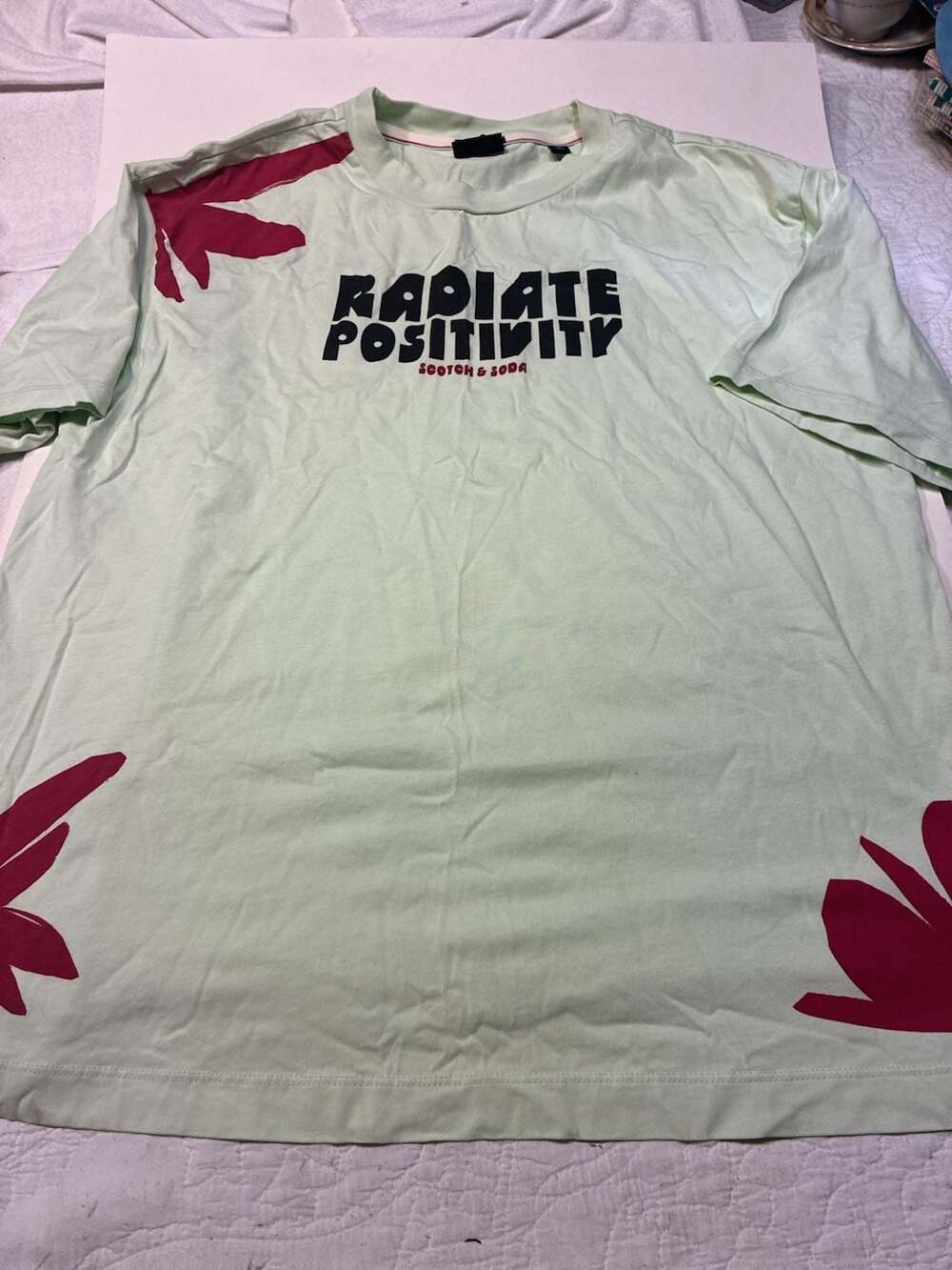 Scotch & Soda T-Shirt Size S Green Graphic Tee Radiate Positivity